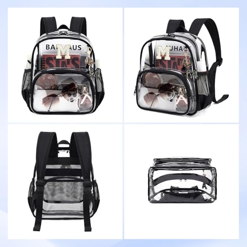 PIG PIG GIRL Clear Backpacks for Stadium Events Approved 12×6×12 Clear Bookbag for Women Mini Transparent Letter Back Pack, Black, Letter-M - color: Black, style: M
