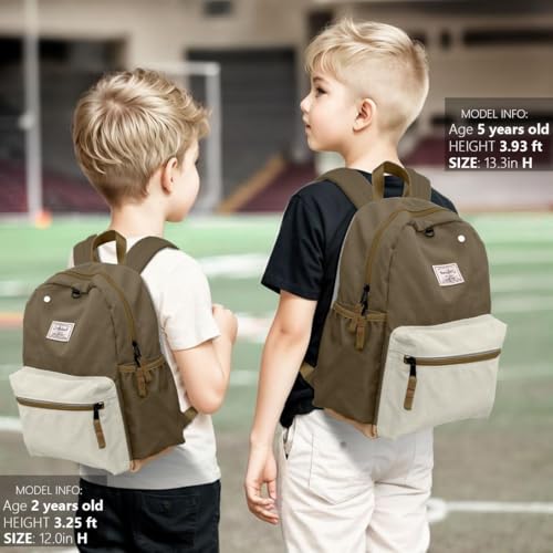 Toddler Backpack for Boys 2-5: Preschool Kindergarten 13" Daycare Backpacks Fit A4 Folder - color: Peanut White, style: Ages 2-5 (13" H Fit A4 Folder)