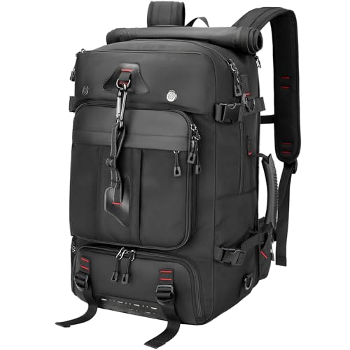 SWICKY Travel Backpack for Men, 50L Carry On Flight Approved Convertible Duffle Bag with Shoe Compartment, 17 inch Laptop Backpack Luggage Bag with USB Charging Port for Weekender Camping Hiking