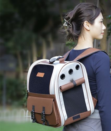 Cat Carrier Backpack Small Pet Carrying Bag with Breathable Mesh Collapsible Waterproof Cat Case for Hiking Camping Travel