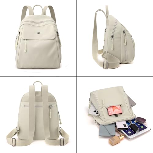 Backpack for Women Ladies Casual Daypack Light Weight Small Backpack Purses Daily Backpack Creamy white - color: Creamy White