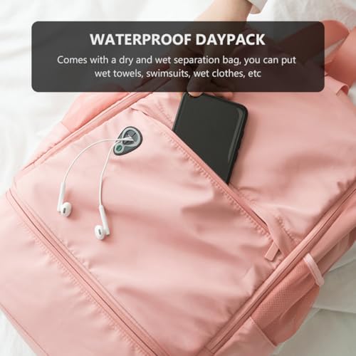 GALPADA Waterproof Dry Wet Separated Backpack for Women, Portable Lightweight Travel Daypack with Multi-compartment Storage, Casual Pink Sports Gym Bag for Outdoor Activities