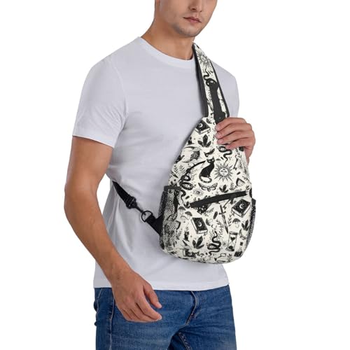 Sling Backpack Unisex Crossbody Chest Bag Shoulder Chest Bag For Women Men Hiking Travel - color: Bohemia Witchy