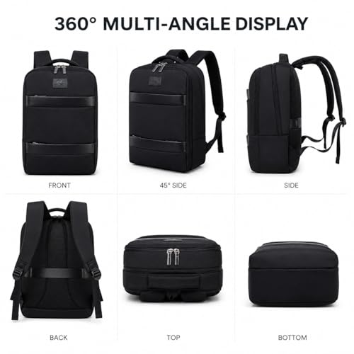 Business Laptop Backpack for Men and Women, Water-Resistant Travel Backpack Fits 15.6 Inch Laptop, Lightweight Work Backpack with USB-Free Smart Organization for Office, Commute and Travel