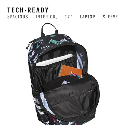 adidas 3-Stripe Classic backpack for men and women, bag with laptop sleeve - color: Rec League Black/White/5.0