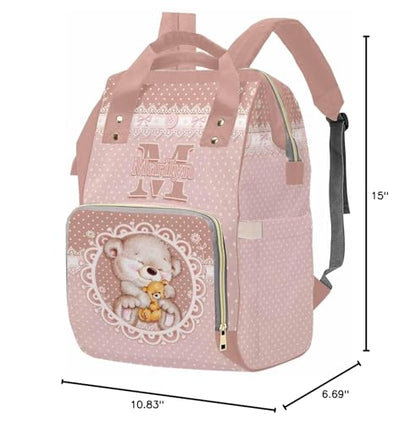 Newcos Customized Baby Diaper Bag with Pattern, Personalized Name Diaper Backpacks with Water Bottle for Newborn Mom, Custom Cute Nursing Tote Mommy Bags for Baby Women Wife Picnic Mothers Day Pink - color: Patten 15