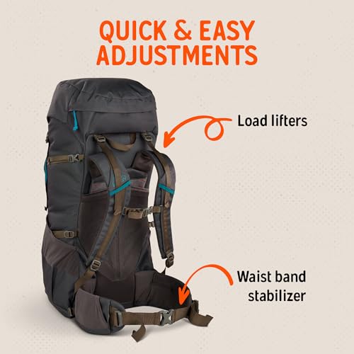 Kelty Asher Backpack, Daypack to Multi-Day Backpacking Capacity, Hiking, Lightweight Travel Pack, Internal Frame (85L Beluga) - color: Beluga/Stormy Blue, size: 85L