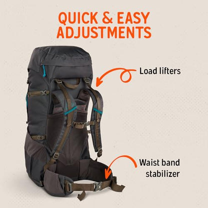 Kelty Asher Backpack, Daypack to Multi-Day Backpacking Capacity, Hiking, Lightweight Travel Pack, Internal Frame (85L Beluga) - color: Beluga/Stormy Blue, size: 85L