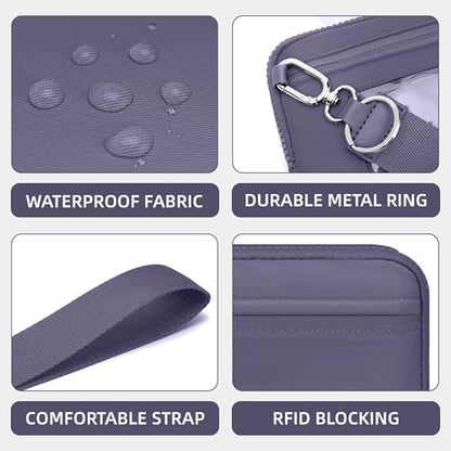 FODOKO Wristlet wallets for women Nylon Quilted Wallet with 4 Zippers,Travel Credit Card,Holder Cell Phone Organizer - color: Cloudy Purple