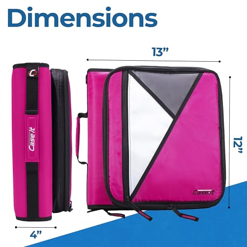 Case-it School Zipper Binder | 2-Inch O-Rings | 350-Sheet | LT-007 Magenta - color: Lt-007-mgt - Magenta, size: 1 Pack