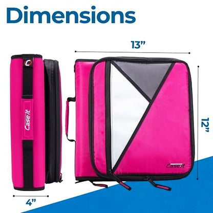 Case-it School Zipper Binder | 2-Inch O-Rings | 350-Sheet | LT-007 Magenta - color: Lt-007-mgt - Magenta, size: 1 Pack