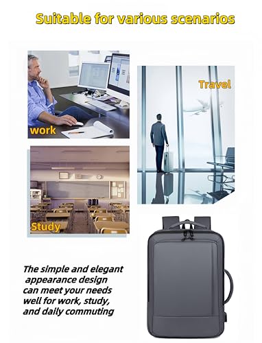Business & Travel Laptop Backpack, Expandable Laptop Backpack,Carry on backpack,With USB Charging Port, Water Resistant, Men (01#Grey) - color: 01#grey