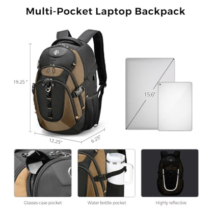 Swissdigital Design Travel Laptop Backpack for Men with USB SD803-34 - color: Tan/Black