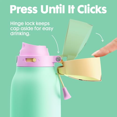 Meoky 24 oz Slim Insulated Water Bottle: Leak Proof Locking Lid, 2-in-1 Straw and Spout, 24 Hours Cold, Top Handle, BPA Free, Stainless Steel Water Bottle for Adults Teens Sports Travel, Lime - color: Lime