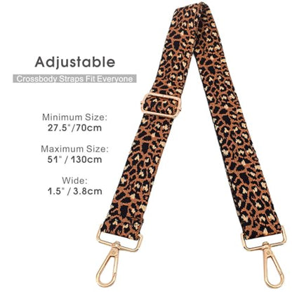 Replacement Purse Strap Shoulder Strap Adjustable Crossbody Strap for Women Crossbody Wide Shoulder Bag - color: Brown Leopard Print-gold Hardware