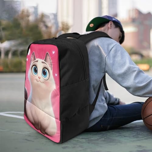 18.5in Basketball Backpack Basketball Bag with Shoe Compartment & Ball Holder, Waterproof Bag for Soccer Volleyball - color: Cute Cartoon Kitten Print