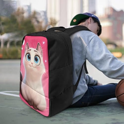 18.5in Basketball Backpack Basketball Bag with Shoe Compartment & Ball Holder, Waterproof Bag for Soccer Volleyball - color: Cute Cartoon Kitten Print