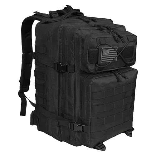 40L Tactical Backpack for Men, 900D Waterproof Molle Military Backpack 3 Day Assault Pack with 17" Laptop Compartment for Hiking Camping Gym EDC - color: Black, size: 40L