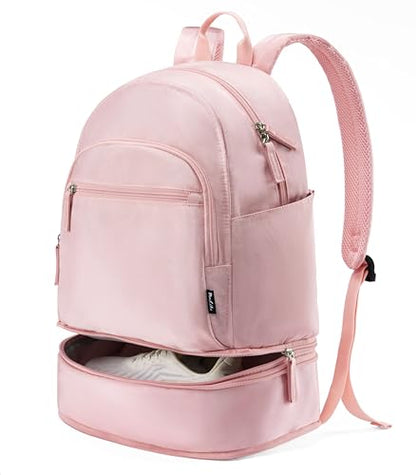 Uselike Gym Backpack for Women Men, Lightweight Gym Bag with Shoe Compartment, Waterproof Workout Backpack with Wet Pocket - color: Pink