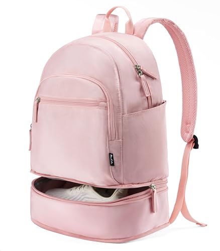 Uselike Gym Backpack for Women Men, Lightweight Gym Bag with Shoe Compartment, Waterproof Workout Backpack with Wet Pocket - color: Pink