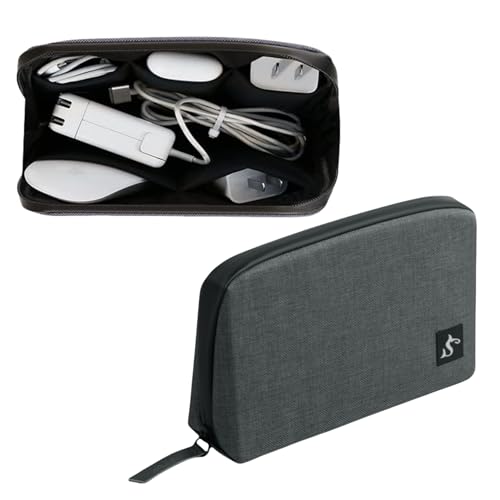 simtoper Electronic Organizer Travel Case – Waterproof Cable Bag for Cord, Charger, Hard Disk, Power Bank – Small Tech Storage for Travel, Backpack, Business Trip, Airplane (Dark Gray) - color: Grey, size: Small