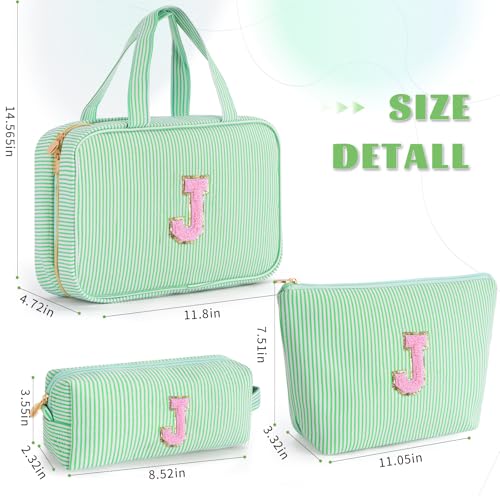 Gifts for Teen Girls Women - Personalized Toiletry Bag Initial Makeup Bag | Travel Cosmetic Bag | 8 9 10 11 12 13 14 15 16 Years Old Girl Gift Trendy Stuff - Green J - color: Green, style: J
