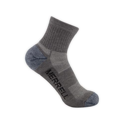 Merrell Unisex 3-pack Trekker Outdoor Ankle Socks, Mid-height Wool Blend Trail Socks Multi-pack - color: Charcoal Heather, size: Large-X-Large