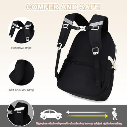 Scothen 3PCS Girls Backpack for School, Kids Backpack for Girls with Lunch Bag Pencil Case, Kids Bookbag Teen Backpacks for Elementary Middle High School - color: Black-white
