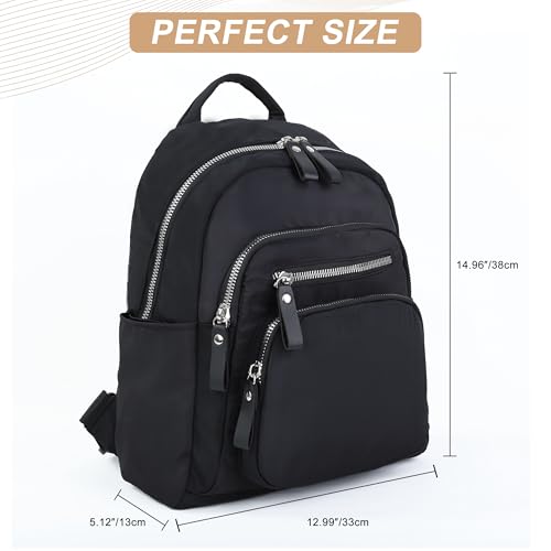 Multi-Pocket Nylon Crossbody Bag for Women, Water Resistant Shoulder Bag with Adjustable Strap, Lightweight Messenger Purse for Travel & Daily Work, Model 9198, Black