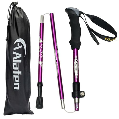 A ALAFEN Aluminum Collapsible Ultralight Travel Trekking Hiking Pole for Men and Women (Fits 5'3" - 6'2") - color: Purple