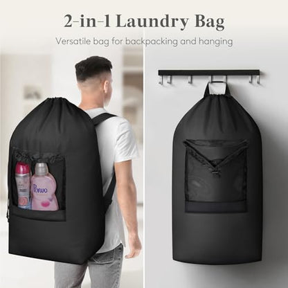 Lifewit Laundry Bag Backpack Travel, 90L, Black - color: Black, size: 90L