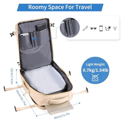 GAEKEAO Travel Backpack for Women Men, Airline Approved 15.6 Inch Laptop Carry On Backpack with Shoe Pouch Luggage Weekender Bag for Travel Business Work Hiking Beige - color: B02 Beige