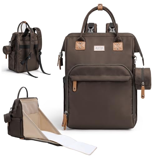 Diaper Bag Backpack, Multifunction Diaper Bag with Changing Station, Stylish Baby Bags, Large Unisex Diaper Backpack for Mom and Dad, Baby Registry Search, Portable Changing Pad – Black Brown - color: Black Brown
