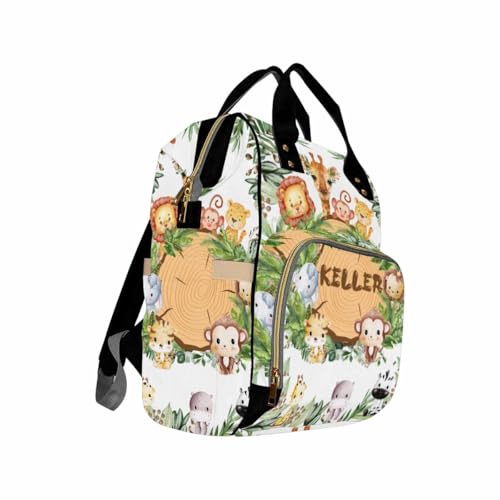 Customized Diaper Bag with Name, Flower Print Personalized School Bag, Monogram Nappy Backpack with Thermal Pockets for Adults Kids, Large Capacity Waterproof Diaper Bag, Travel Gifts - color: Color-2
