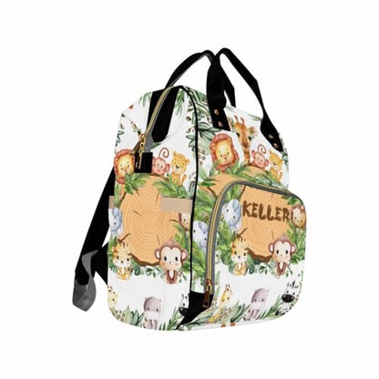 Customized Diaper Bag with Name, Flower Print Personalized School Bag, Monogram Nappy Backpack with Thermal Pockets for Adults Kids, Large Capacity Waterproof Diaper Bag, Travel Gifts - color: Color-2