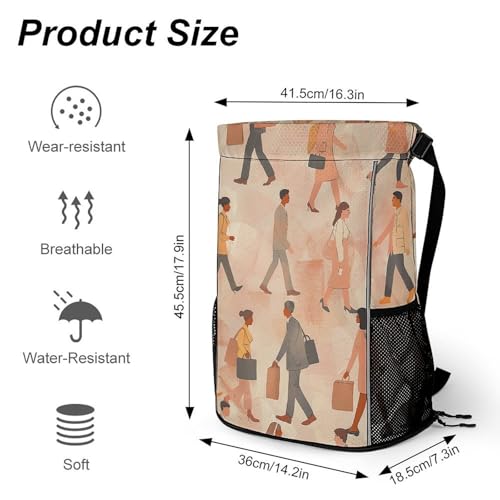 Drawstring Gym Backpack with Shoe Compartment And Wet Pocket, 28L Lightweight Waterproof People Walking Sports Backpack for Workout Swim Beach Travel String Bag for Men Women
