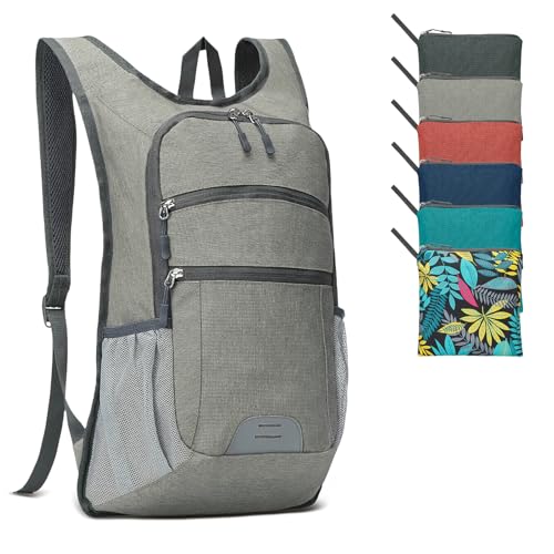 20L Lightweight Hiking Daypack, Foldable Travel Packable Backpack for Men Women for Cycling Camping Outdoor (Gray) - color: Gray