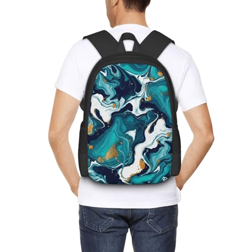 Ergonomic Padded Backpack Teal Turquoise Tie Dye, Anti Theft Spacious Travel Daypack Sturdy Polyester Bag for Commute Gym Outdoor Leisure Use - color: Design (575)