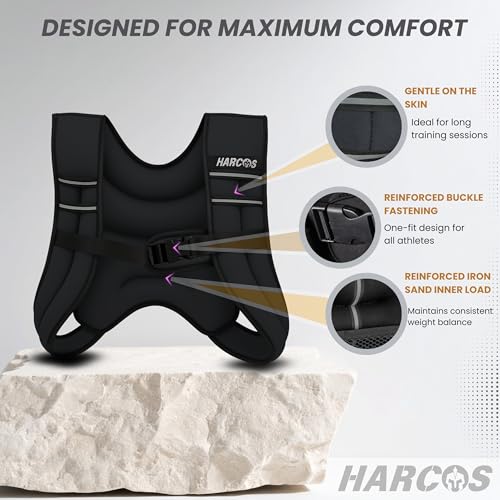 HARCOS Weighted Vest, 6lb/8lb/12lb/16lb/20lb/25lb/30lb Weight Vest with Reflective Stripe for Workout, Strength Training, Running, Fitness, Muscle Building, Weight Loss, Weightlifting - size: 10 lb