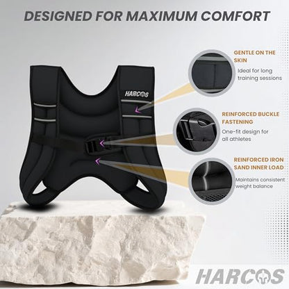 HARCOS Weighted Vest, 6lb/8lb/12lb/16lb/20lb/25lb/30lb Weight Vest with Reflective Stripe for Workout, Strength Training, Running, Fitness, Muscle Building, Weight Loss, Weightlifting - size: 8 lb
