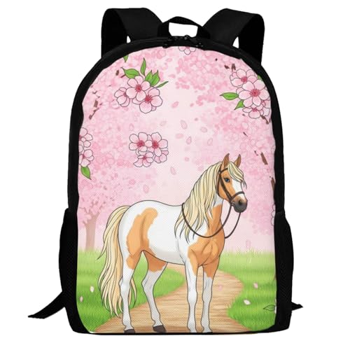 Lightweight Polyester Daypack Animal White Horse, Anti Theft Large Capacity Travel Hiking Backpack Unisex Carry On Bag for Outdoor Commute Business Use - color: Design (871)