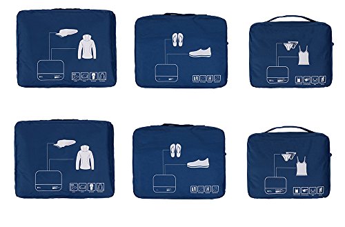 Packing Cubes Set Travel Luggage Organizers Suitcase Lightweight Accessories Navy Blue - color: Navy Blue