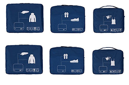 Packing Cubes Set Travel Luggage Organizers Suitcase Lightweight Accessories Navy Blue - color: Navy Blue