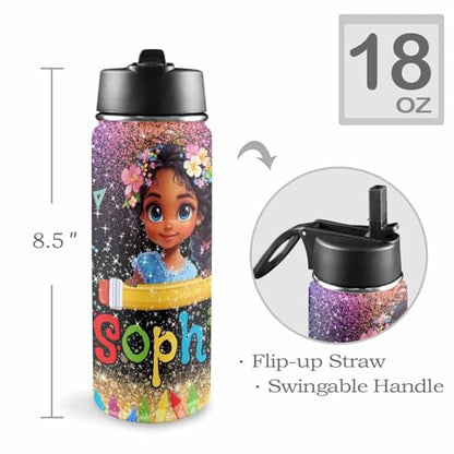 M YESCUSTOM Personalized Backpacks For Girls With Name, Back to School Custom Backpack For Kids, Customized Backpacks With Princess Pattern, Bookbag Set Gifts - color: D06