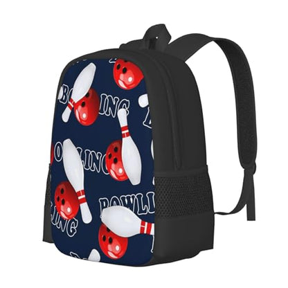 Bowling Backpack Laptop Travel Bag Adjustable Backpack Print Daypack for Men Women 16.5 In - color: Style 2