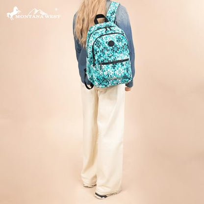 Montana West Western Backpack Purse for Women Lightweight Rucksack Casual Daypack for Laptop Travel College - color: Aztec Turquoise