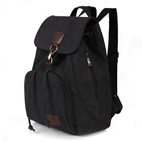 Canvas Fashion Backpacks Purse Casual Outdoor Shopping Daypacks Sports Rucksack Hiking Travel Multipurpose Bag Black - color: Black