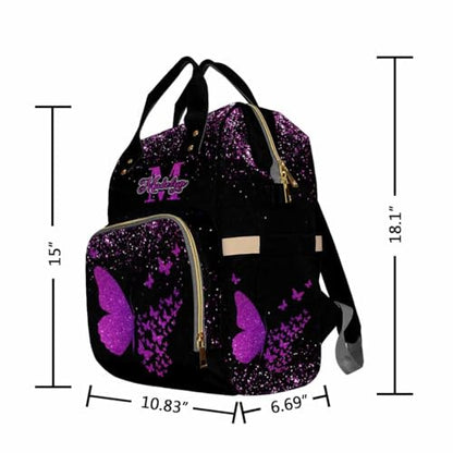 MyPupSocks Personalized Diaper Backpack Butterfly, Custom Butterfly Diaper Bag Baby Nappy Bags Fashion Shoulder Casual Daypack Bag for Mom Baby Girls Boys Travel Hiking - color: Color 20