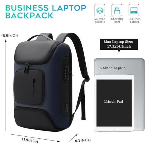 BANGE Anti Theft Backpack,Slim Laptop Backpacks Fit for 15.6 INCH，Business Backpack with USB Charging Port,Men Travel Backpack for Men and Women - color: Blue