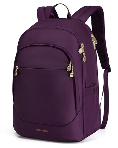 LIGHT FLIGHT Travel Backpack for Women, 15.6 Inch, Purple | Laptop Backpack, USB Charging Hole, Water Resistant, Large Capacity, College Bookbag - color: Purple, size: 15.6 Inch without Wheels